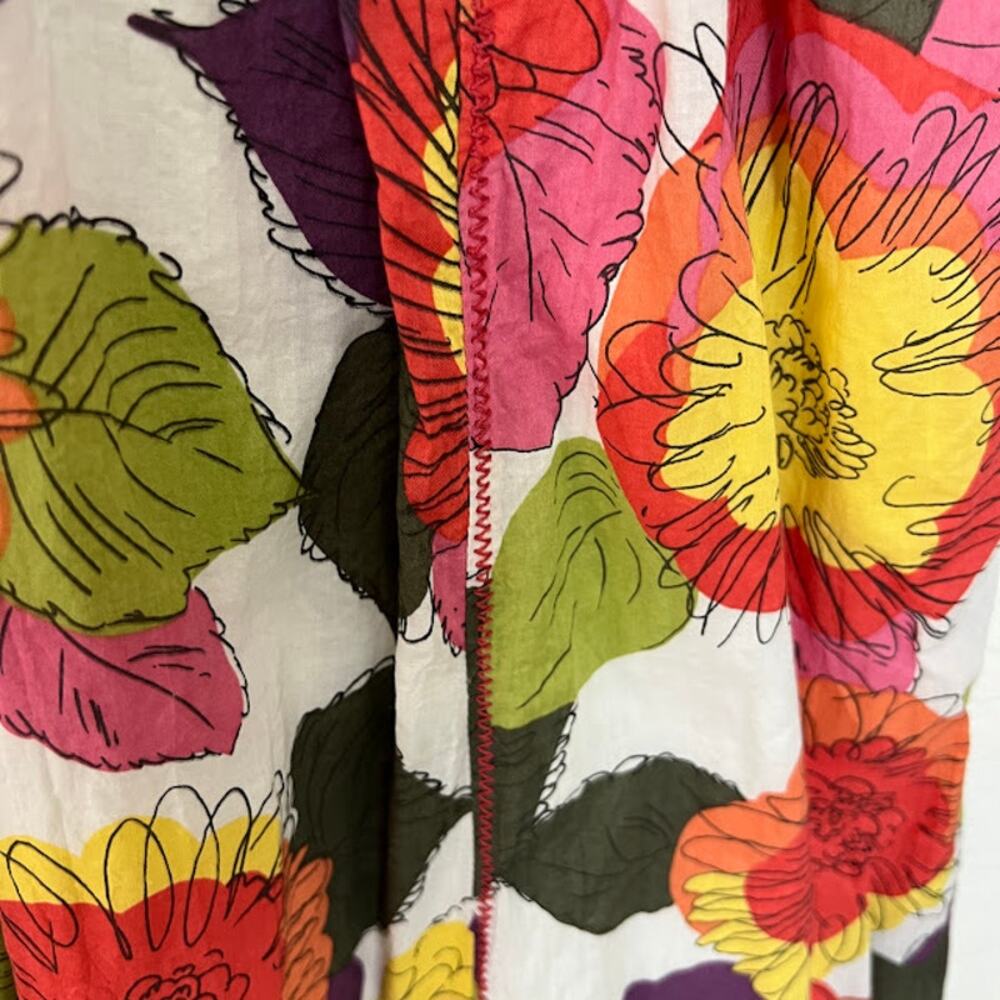 Boden Women's V-Neck Floral Print A-Line Dress 12R Pink Short Sleeve Cotton - Picture 4 of 9